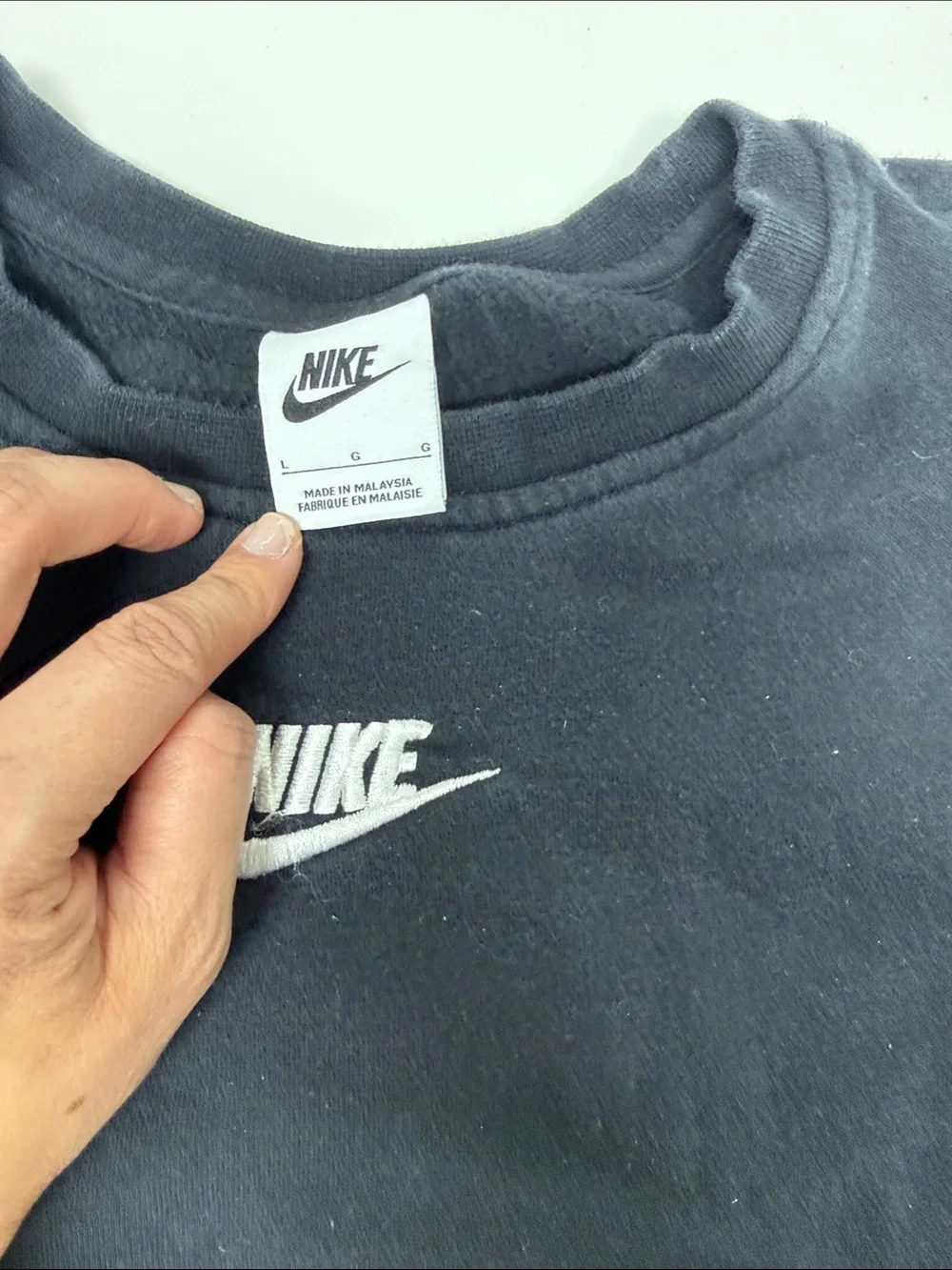 Nike Big Girls Black Crewneck Pullover with White Logo